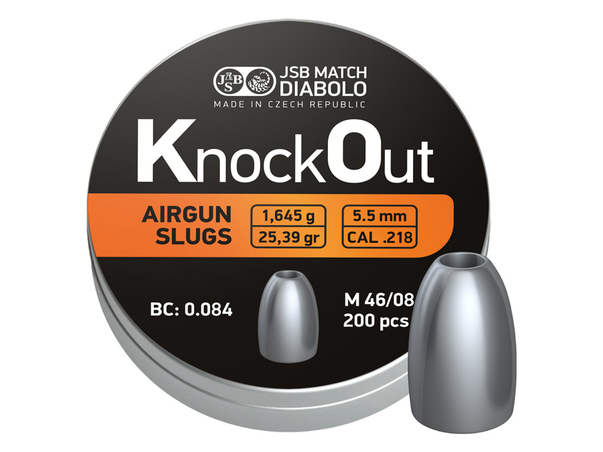 JSB KnockOut Slugs MKII .218 Cal, 25.39gr, Hollowpoint, 200ct