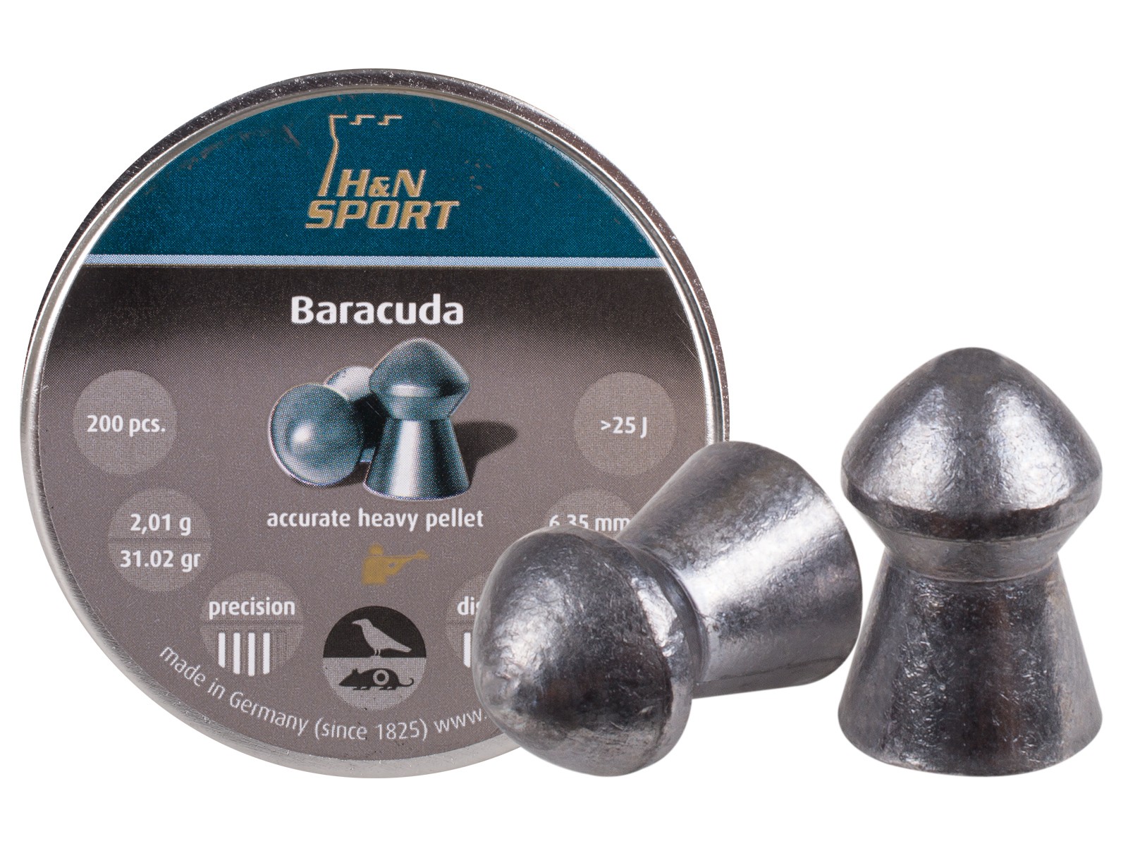 H&N Baracuda .25 Cal, 30.86 Grains, Round Nose, 150ct