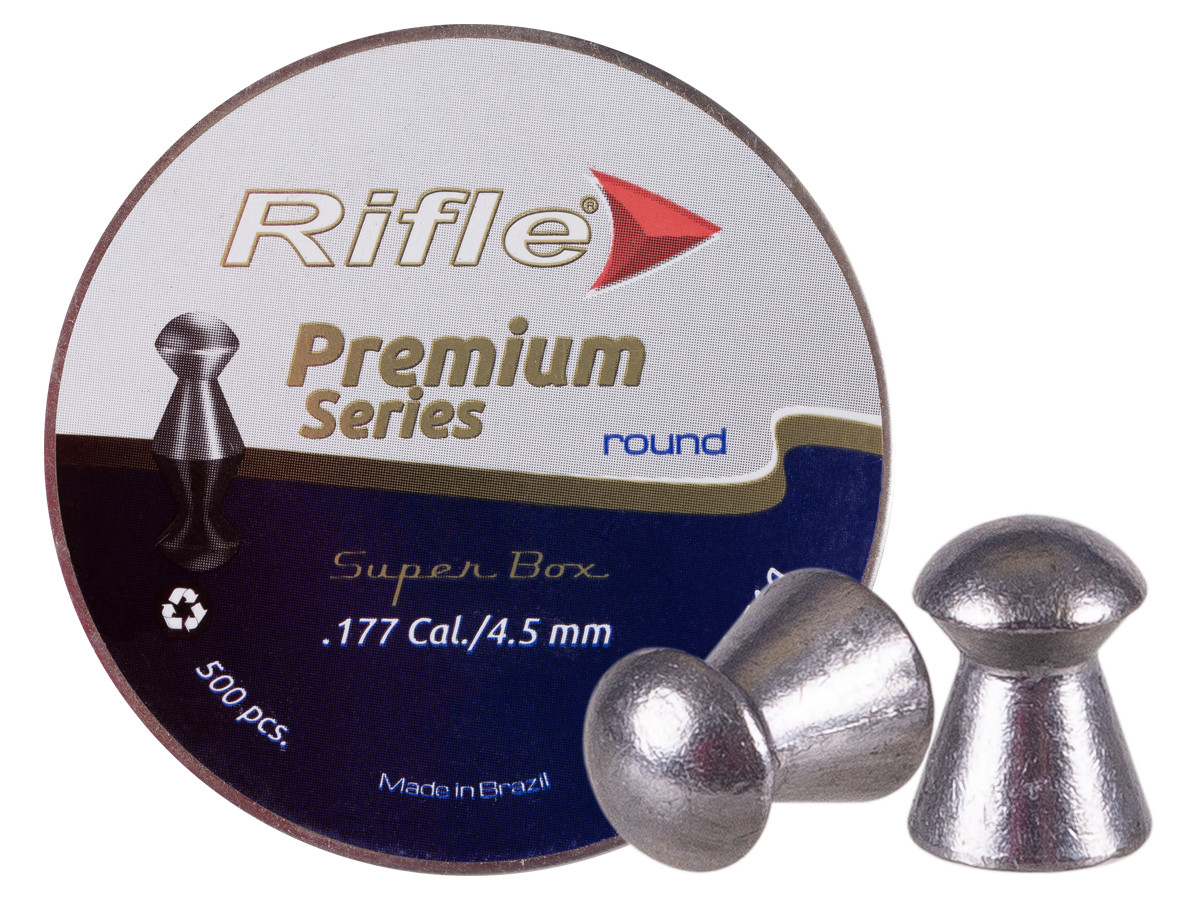 Rifle Premium Pellets, .177cal, 8.33gr, Round Nose, 500ct