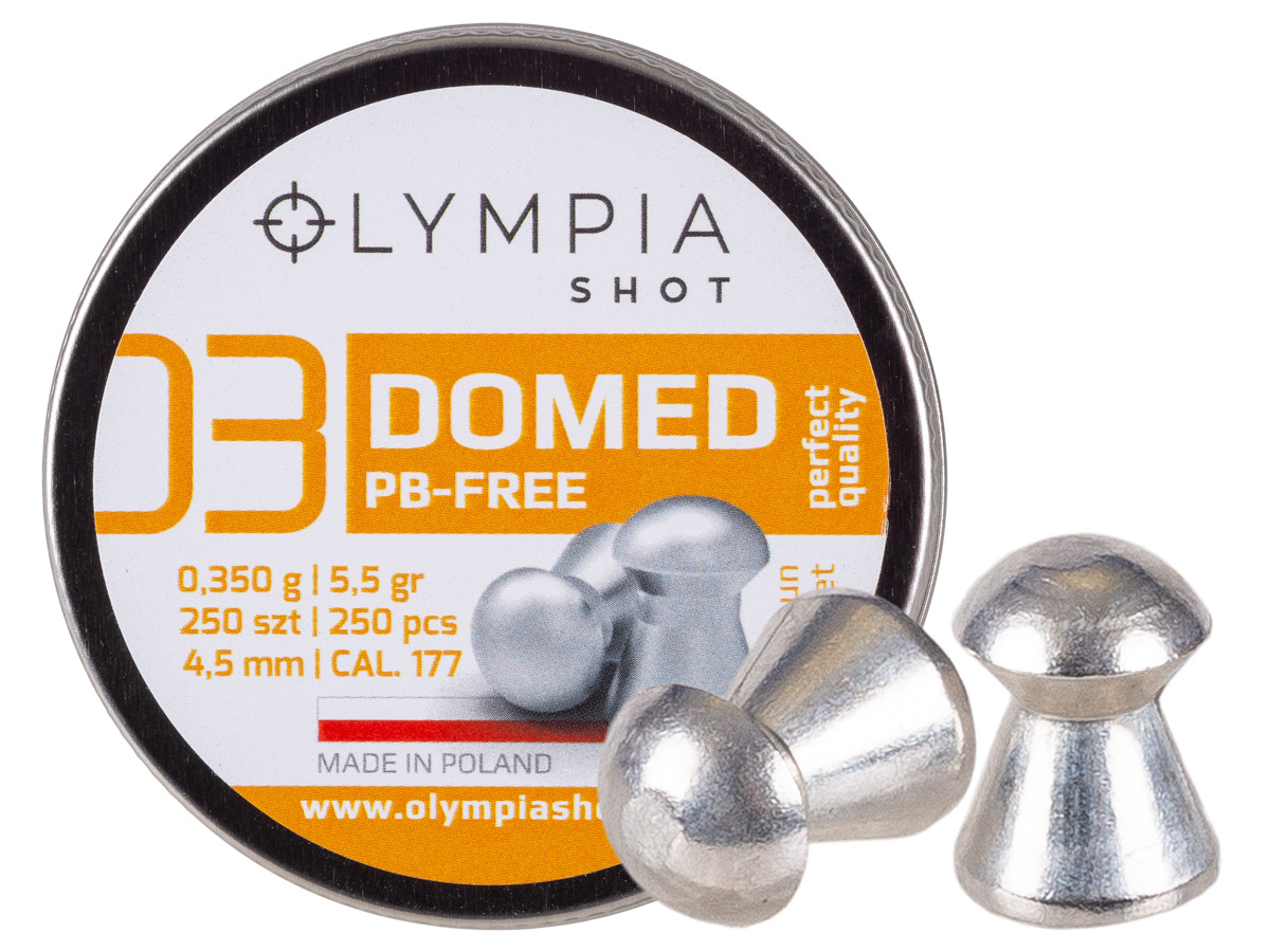 Olympia Shot Domed Pellets, .177cal, 5.5gr, Lead-Free, 250ct 0.177