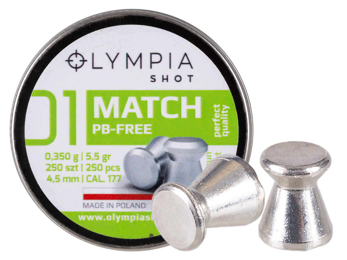 Olympia Shot Match Pellets, .177cal, 5.5gr, Wadcutter, Lead-Free, 250ct