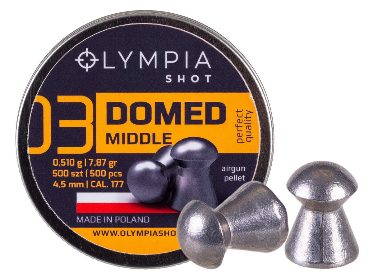 Olympia Shot Domed Pellets, .177cal, Middle, 7.87gr, 500ct 0.177