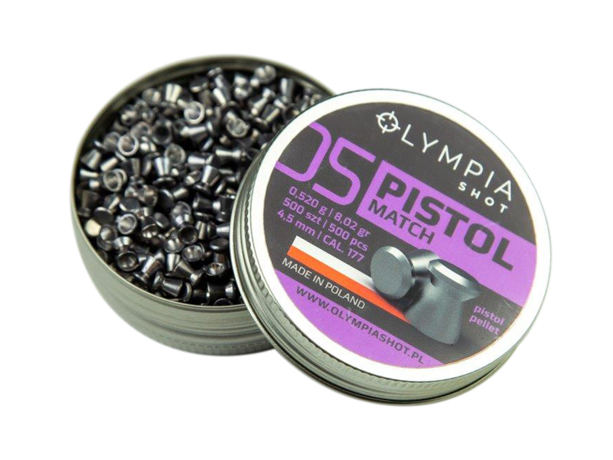 Olympia Shot Match Pistol Pellets, .177cal, 8.02gr, Wadcutter, 500ct