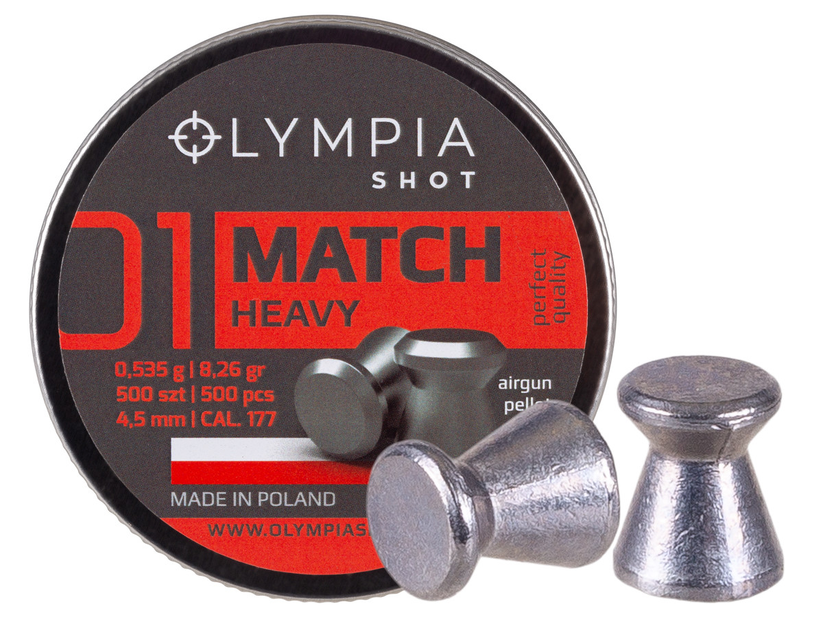 Olympia Shot Match Pellets, .177cal, Heavy, 8.26gr, Wadcutter, 500ct