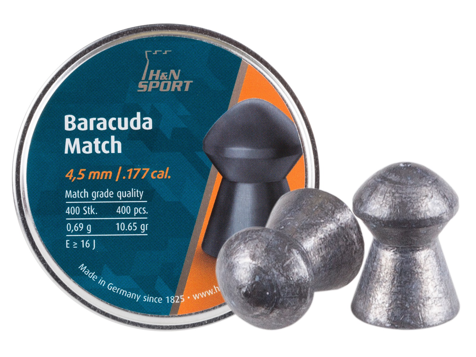 H&N Baracuda Match .177 Cal, 10.65 Grains, Round Nose, 400ct 0.177
