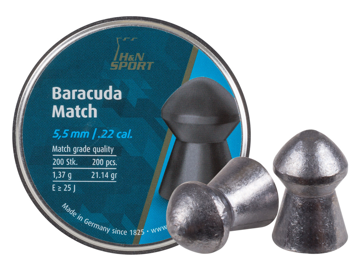 H&N Baracuda Match .22 Cal, 21.14 Grains, Round Nose, 200ct
