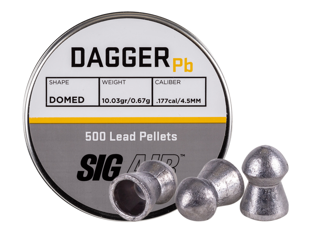 SIG Sauer Dagger Pellets, .177 Cal, 10.03 Grains, Domed, 500ct