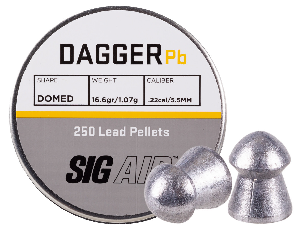 SIG Sauer Dagger Pellets, .22 Cal, 16.6 Grains, Domed, 250ct