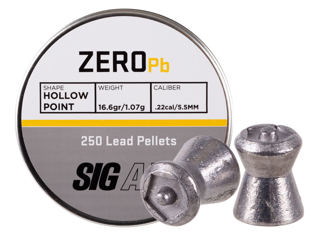 SIG Sauer Zero Pellets, .22 Cal, 16.6 Grains, Hollowpoint, 250 ct