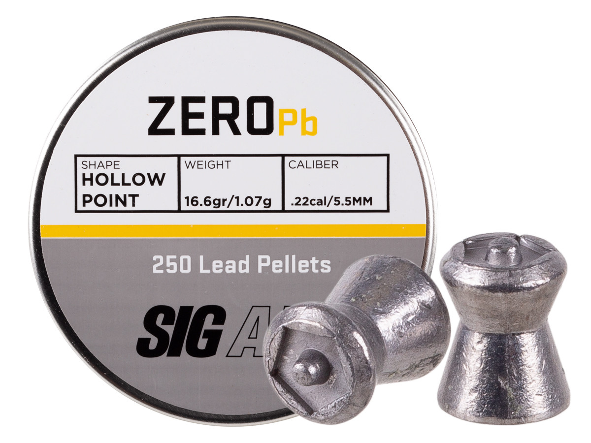 SIG Sauer Zero Pellets, .22 Cal, 16.6 Grains, Hollowpoint, 250 Ct