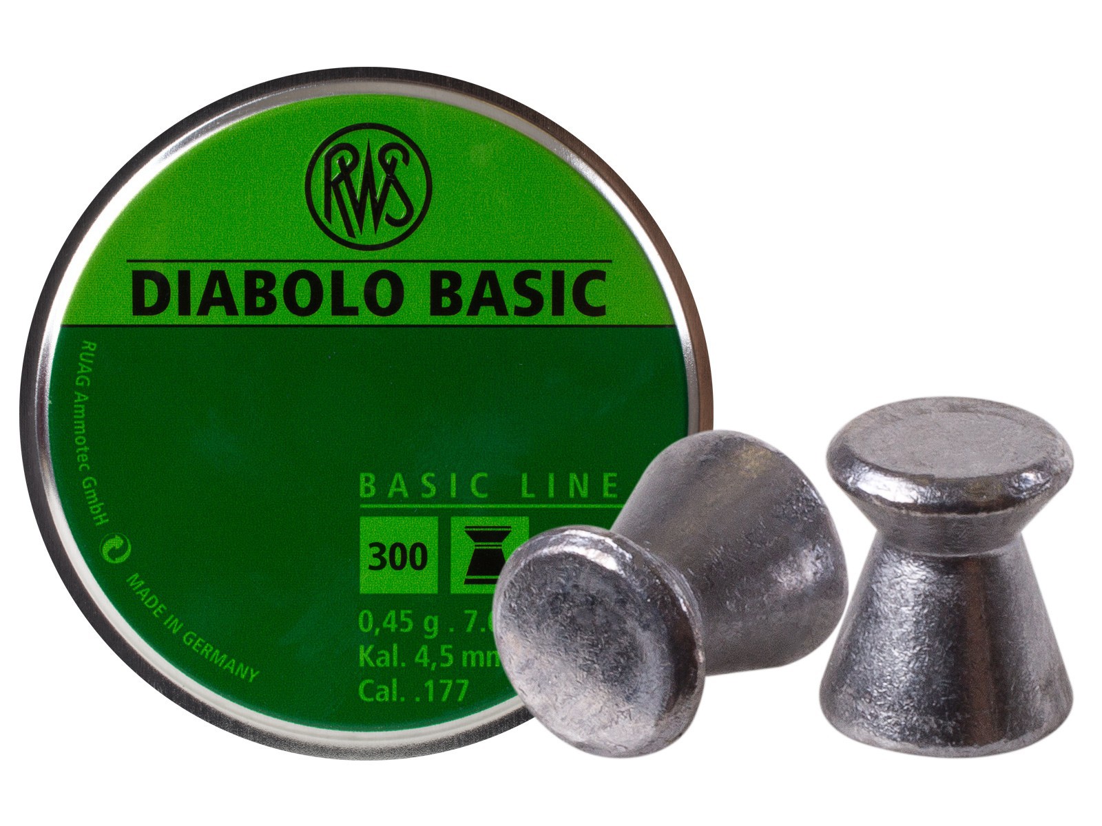 RWS Diabolo Basic .177 Cal, 7.0 Grains, Wadcutter, 300ct 0.177