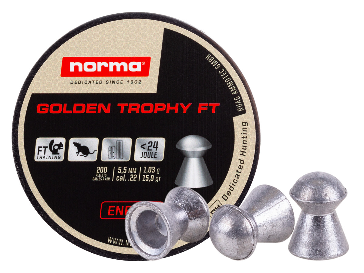Norma Golden Trophy FT .22 Cal, 15.9 Grain, Domed, 200ct