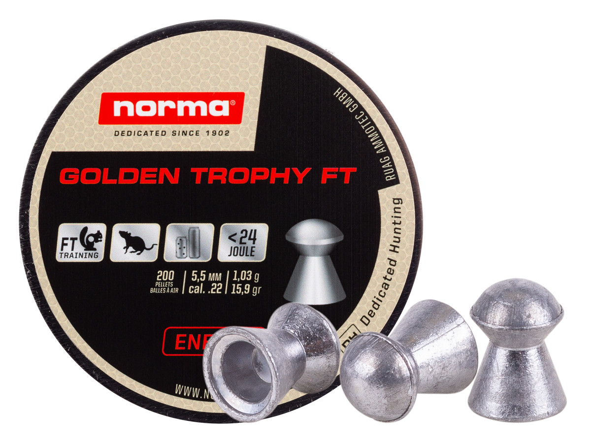 Norma Golden Trophy FT .22 Cal, 15.9 Grain, Domed, 200ct 0.22