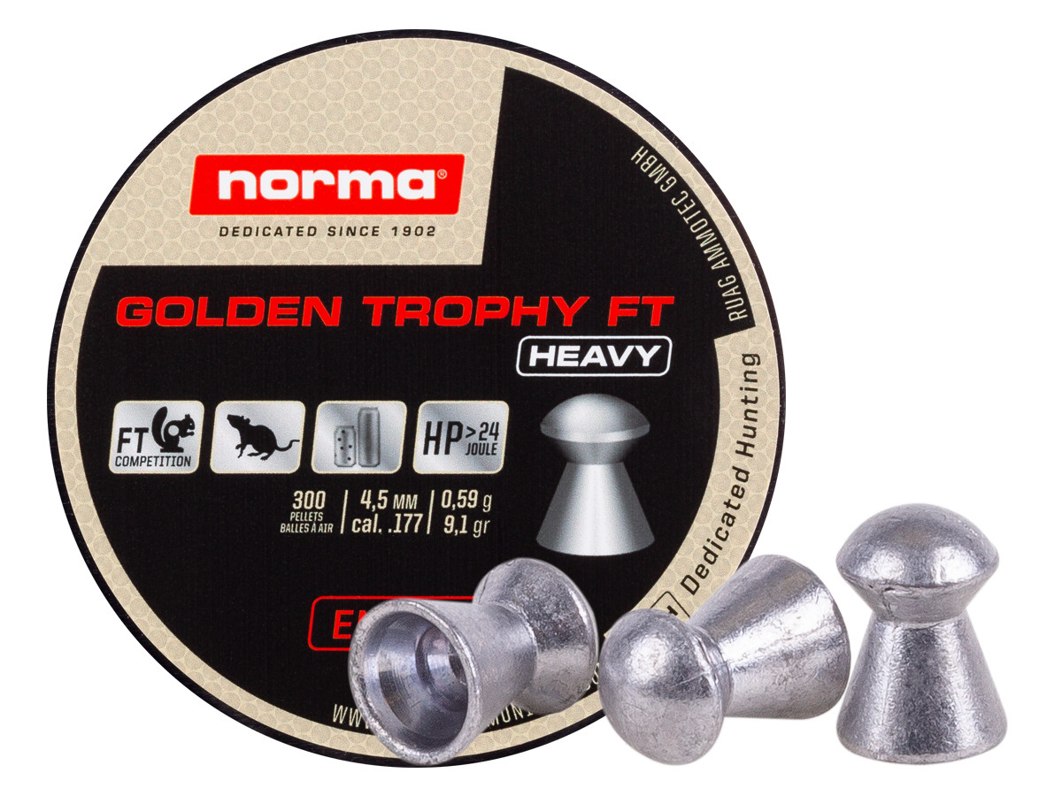 Norma Golden Trophy FT Heavy .177 Cal, 9.1 Grain, Domed, 300ct 0.177