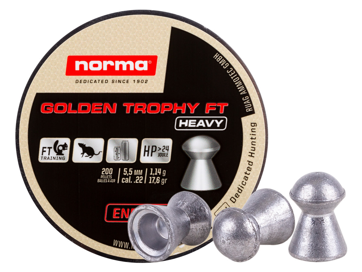 Norma Golden Trophy FT Heavy .22 Cal, 17.6 Grain, Domed, 200ct