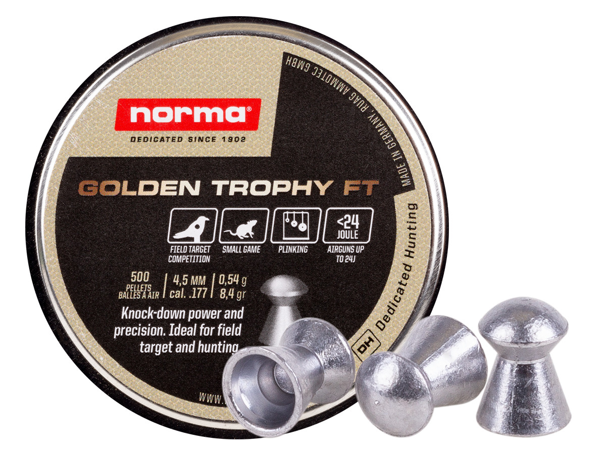 Norma Golden Trophy FT .177 Cal, 8.4 Grain, Domed, 500ct