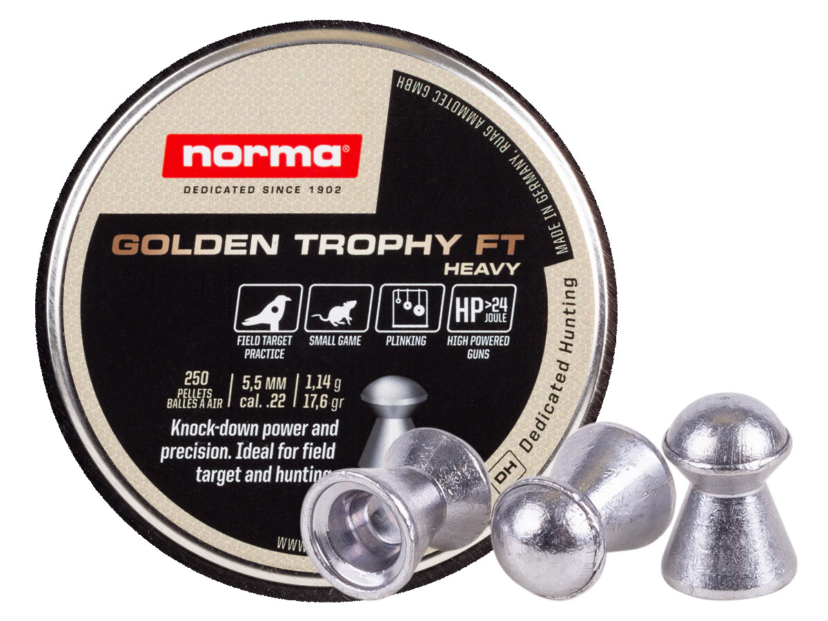 Norma Golden Trophy FT Heavy .22 Cal, 17.6 Grain, Domed, 250ct
