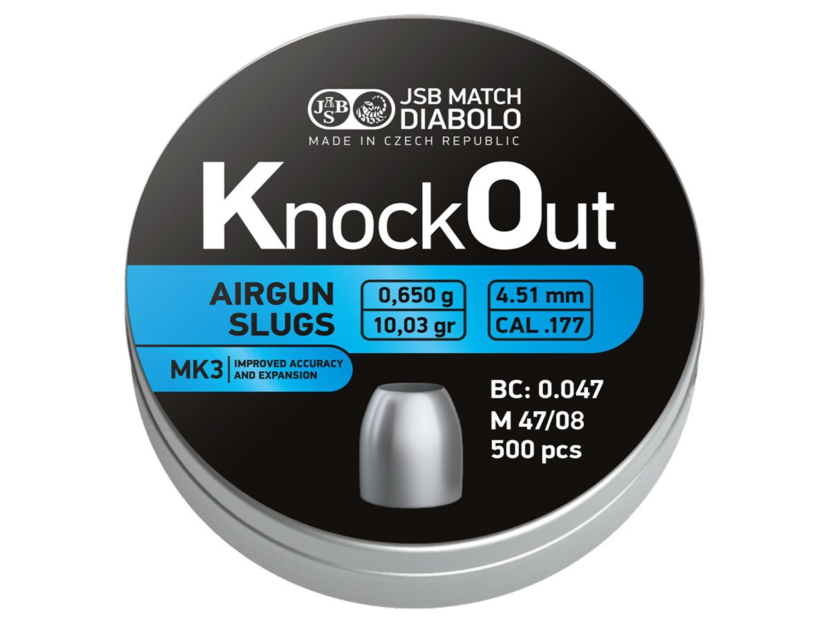 JSB KnockOut Slugs MK3 .177 Cal, 10.03 Grains, Hollowpoint, 500ct