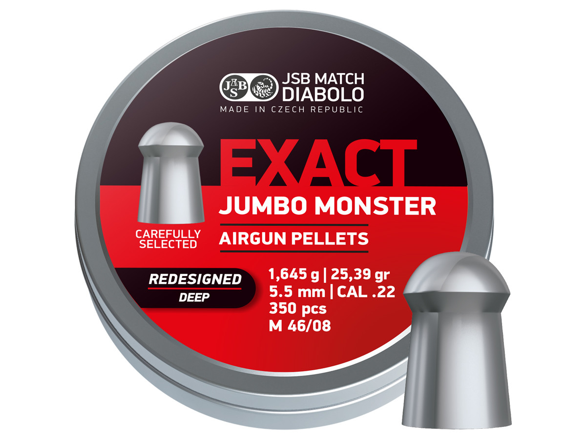 JSB Redesigned Exact Jumbo Monster Deep Skirt .22 Cal, 25.39Grains, Domed, 350ct