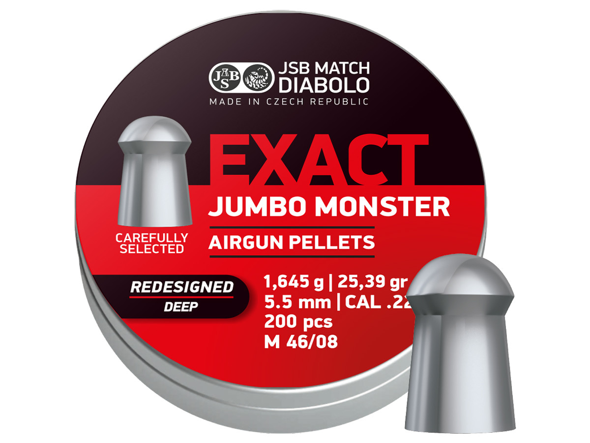 JSB Redesigned Exact Jumbo Monster Deep Skirt .22 Cal, 25.39Grains, Domed, 200ct 0.22