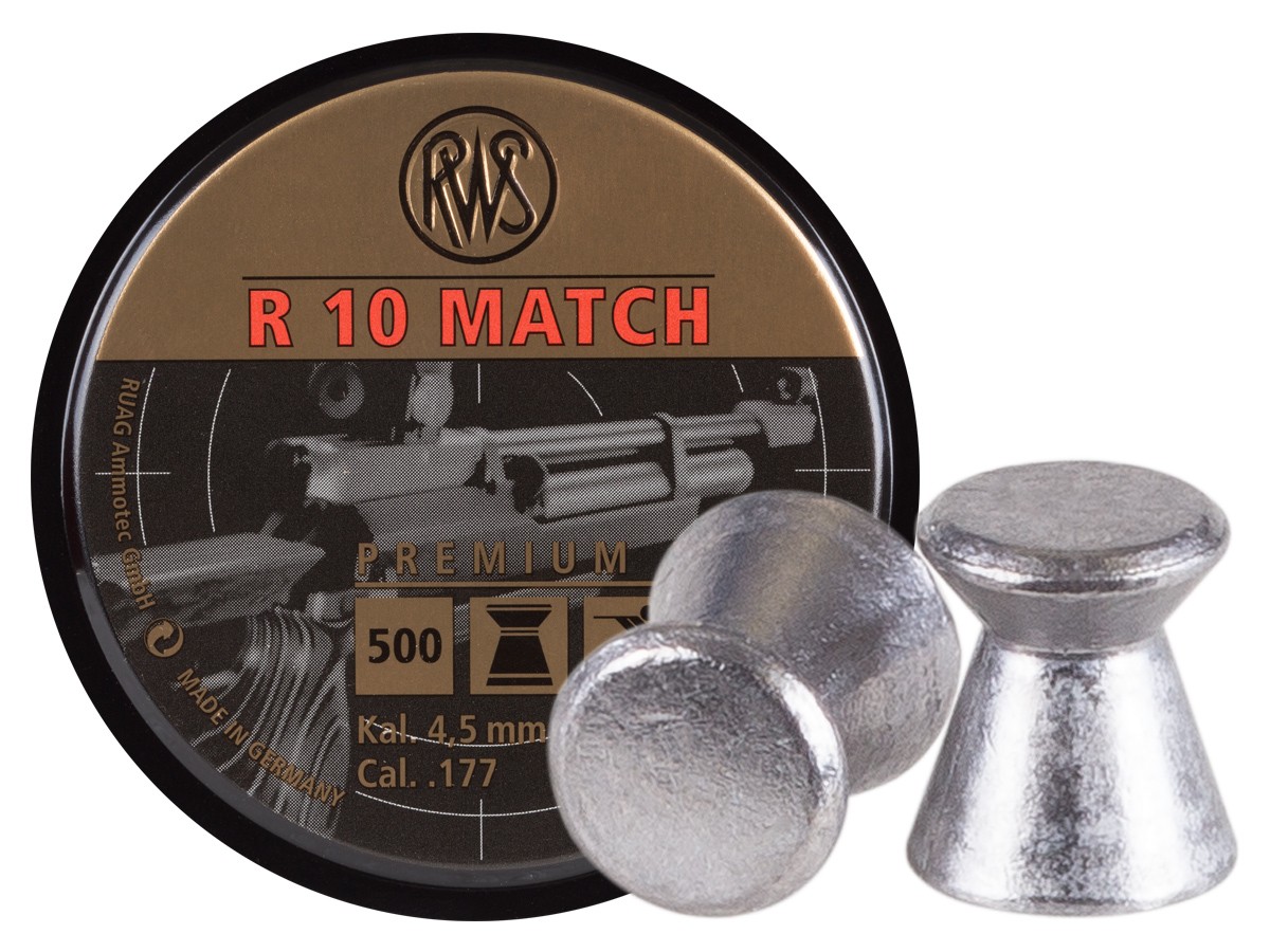 RWS R-10 Match Heavy .177 Cal, 8.2 Grains, Wadcutter, 500ct 0.177