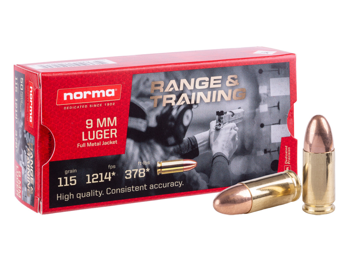 Norma 9mm Luger Range & Training FMJ, 115gr, 50ct