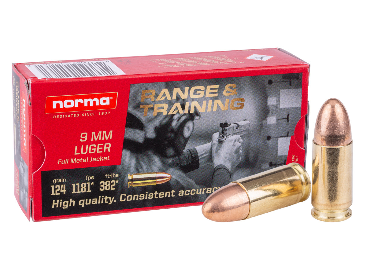 Norma 9mm Luger Range & Training FMJ, 124gr, 50ct
