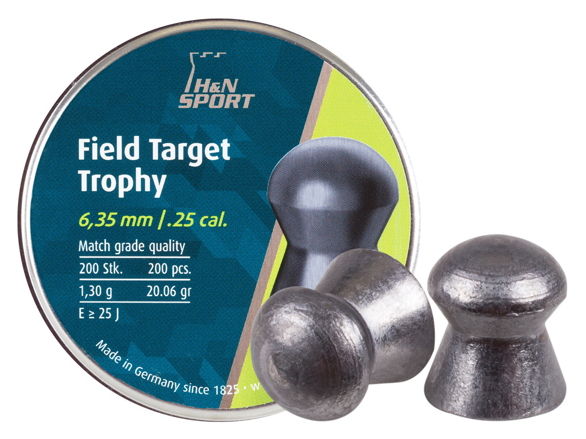 H&N Field Target Trophy .25 Cal, 20.06 Grains, Domed, 200ct 0.25
