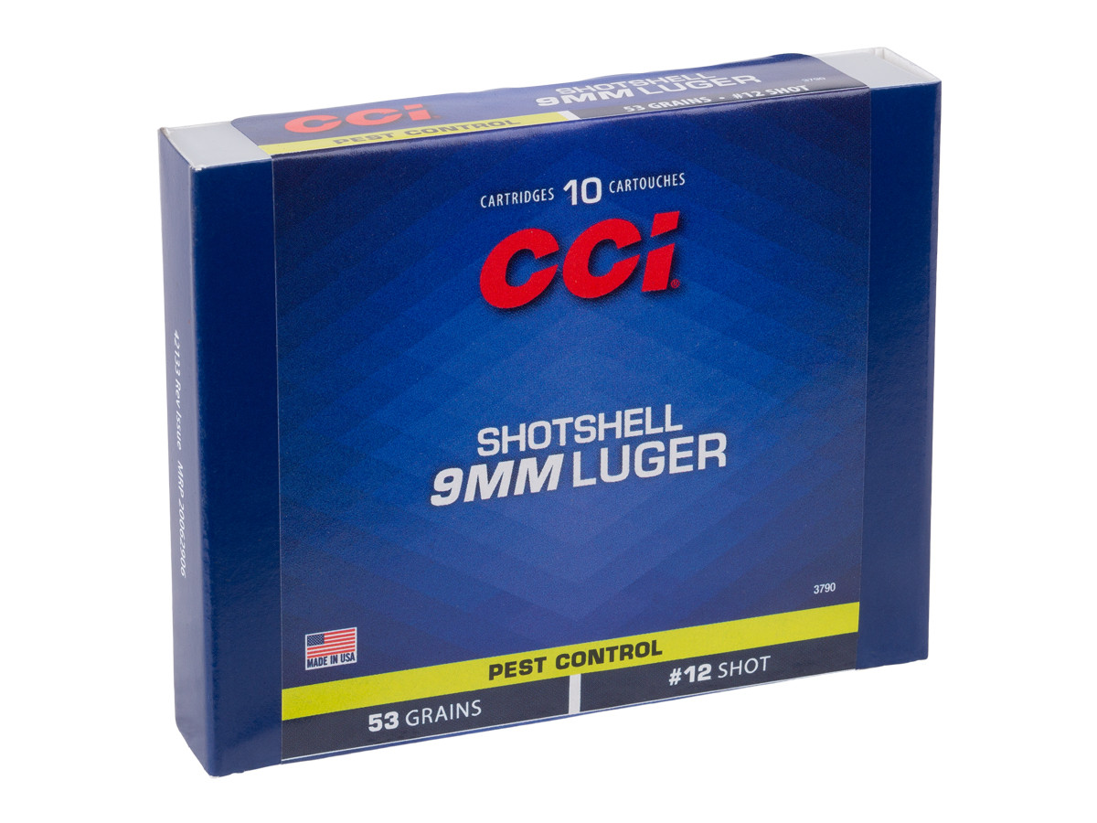 CCI 9mm Luger Pest Control Shotshell, 12 Shot, 53gr, 10ct