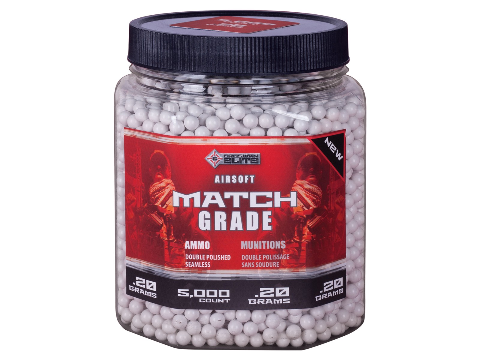 Crosman 6mm plastic airsoft BBs, 0.20g, 5000 rds, white