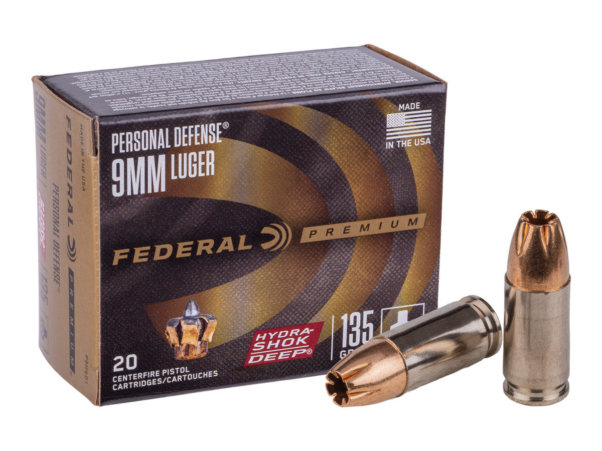 Federal Premium 9mm Luger Personal Defense Hydra-Shok Deep, 135gr, 20ct