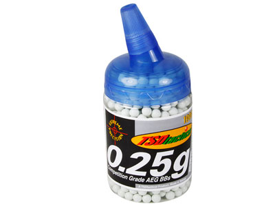 TSD Competition Grade AEG 6mm plastic airsoft BBs, 0.25g, 1,000 rds, white