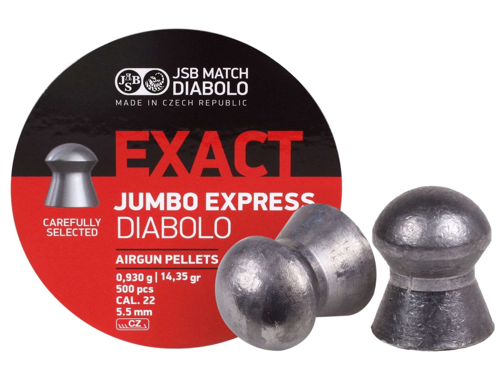 JSB Diabolo Exact Jumbo Express .22 Cal, 14.3 Grains, Domed, 500ct 0.22