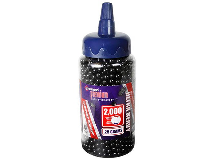 Crosman 6mm plastic airsoft BBs, 0.25g, 2,000 rds, black