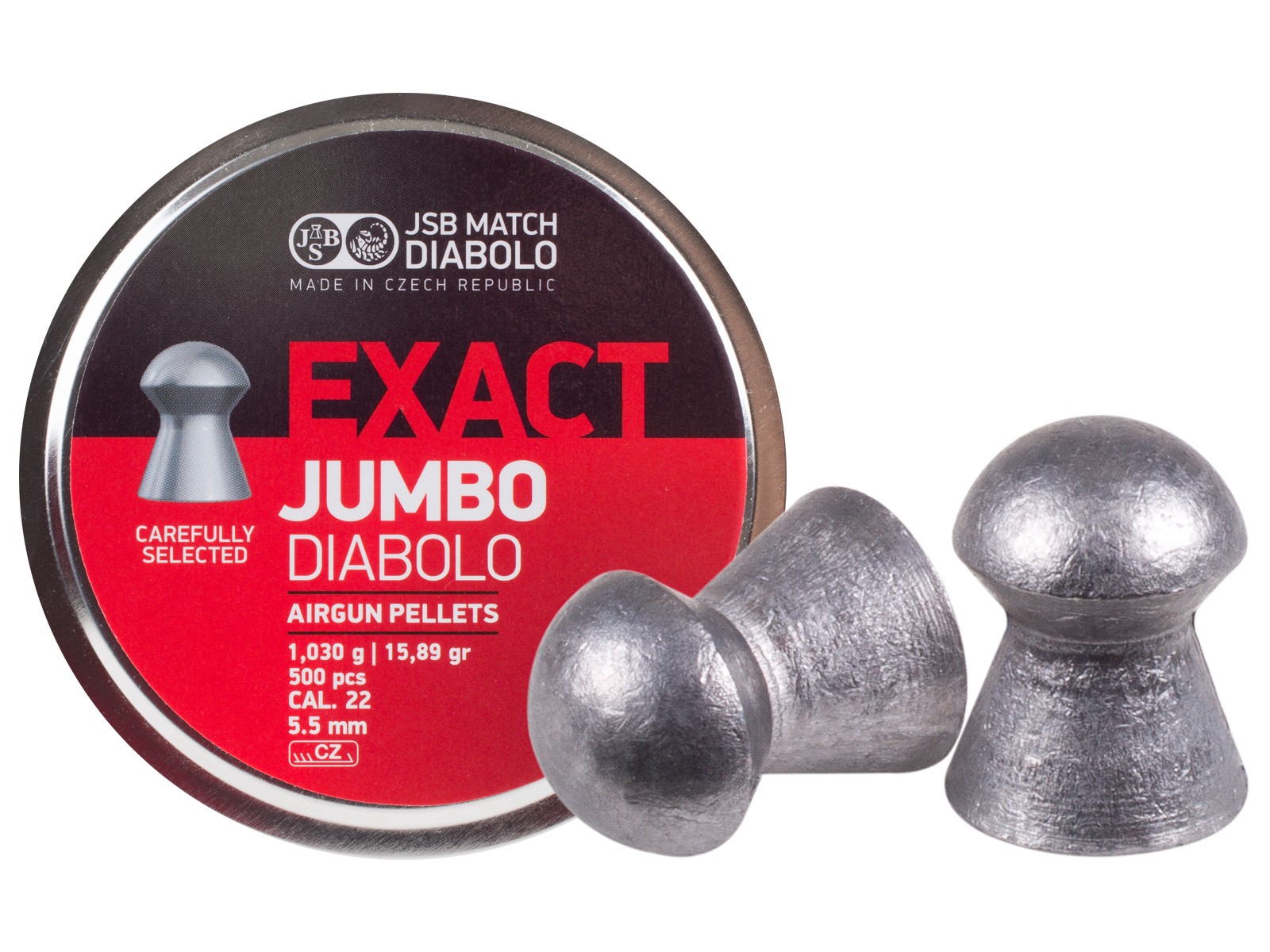 JSB Diabolo Exact Jumbo .22 Cal, 15.89 Grains, Domed, 500ct 0.22