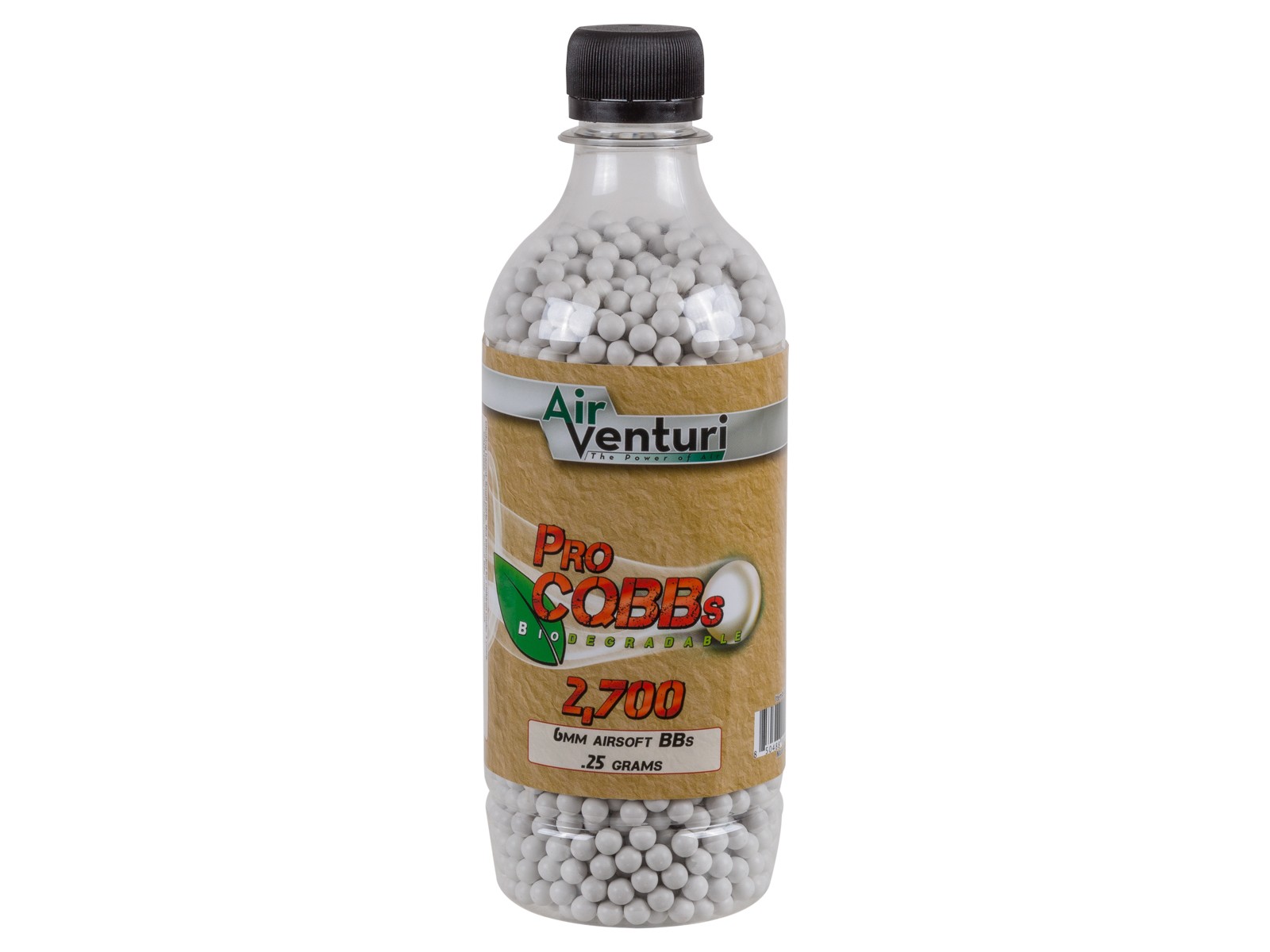 Air Venturi CQBBs 6mm biodegradable airsoft BBs, 0.25g, 2700 rds, white