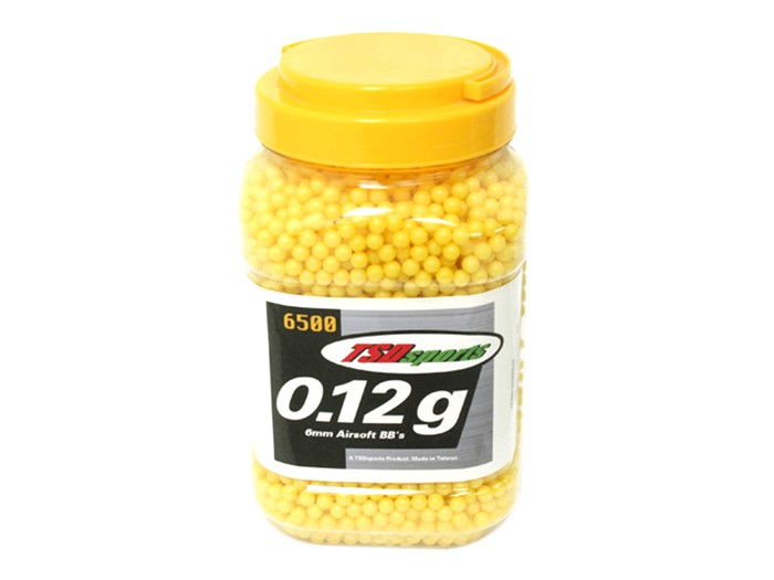 TSD Sports 6mm plastic airsoft BBs, 0.12g, 6500 rds, yellow 6mm
