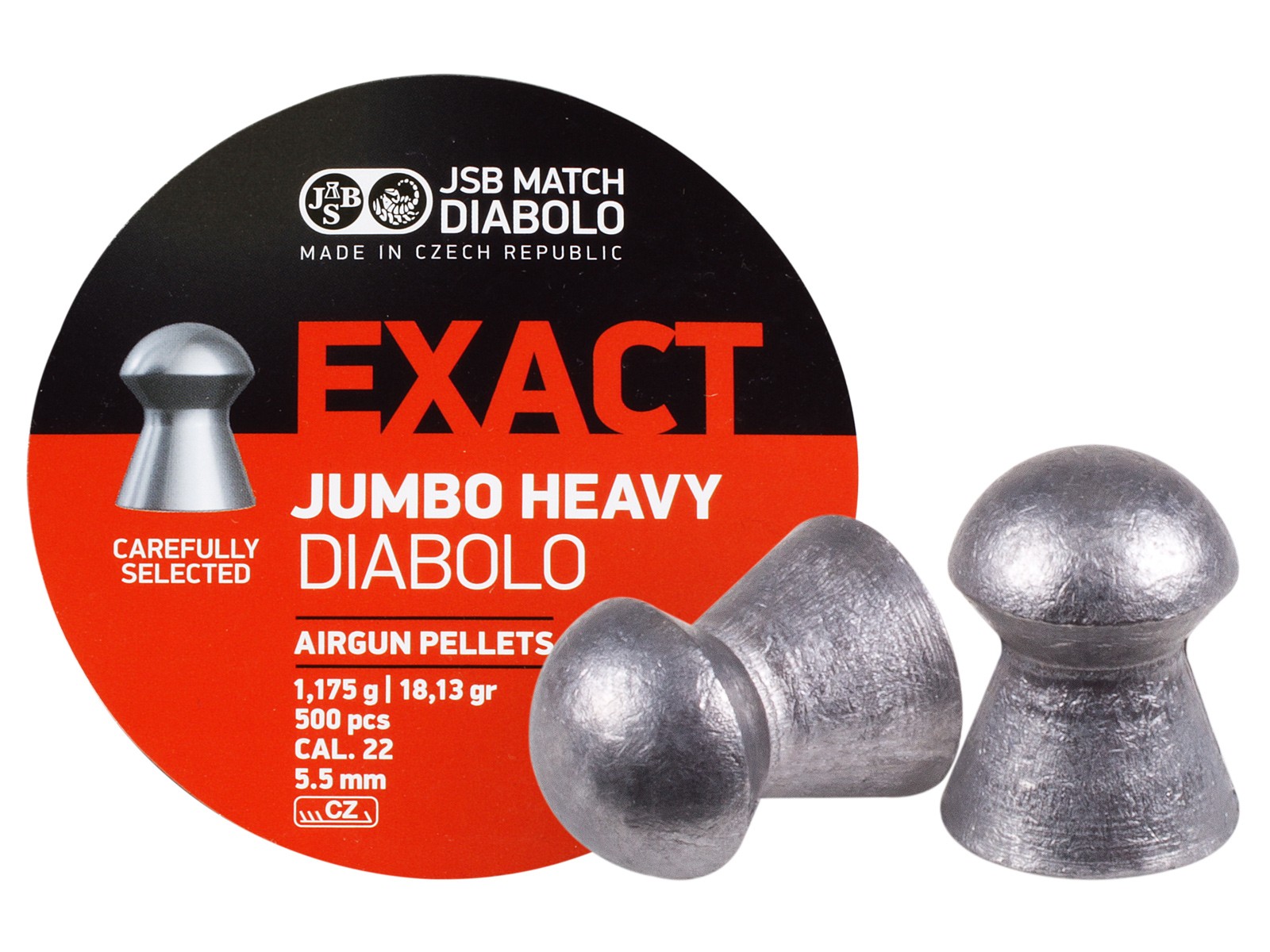 JSB Match Diabolo Exact Jumbo Heavy .22 Cal, 18.13 Grains, Domed, 500ct 0.22