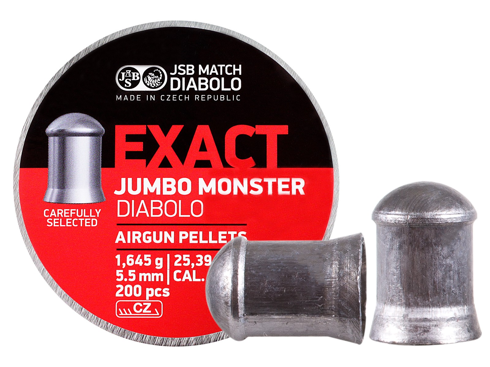 JSB Match Diabolo Exact Jumbo Monster .22 Cal, 25.39 Grains, Domed, 200ct 0.22