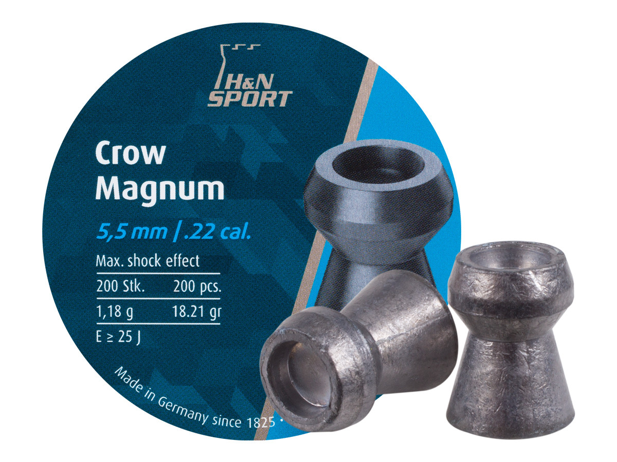 H&N Crow Magnum .22 Cal, 18.21 Grains, Hollowpoint, 200ct 0.22