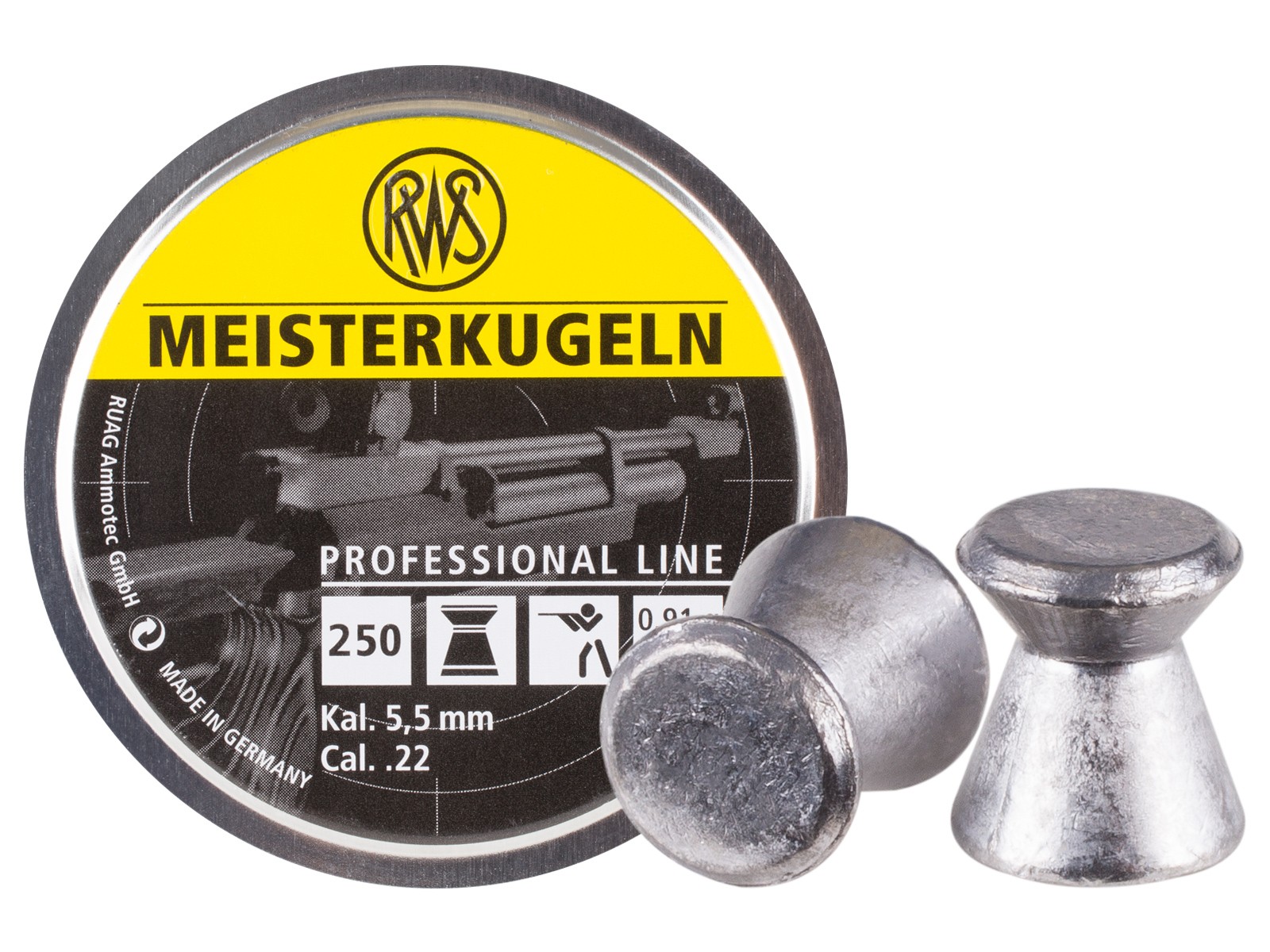 RWS Meisterkugeln Standard .22 Cal, 14.0 Grains, Wadcutter, 250ct