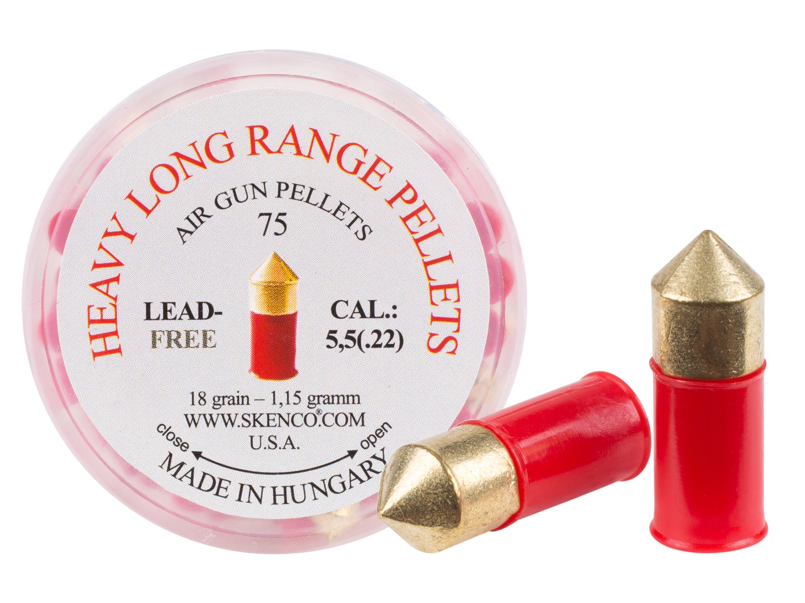 Skenco Heavy Long-Range .22 Cal, 18Grains, Pointed, Lead-Free, 75ct