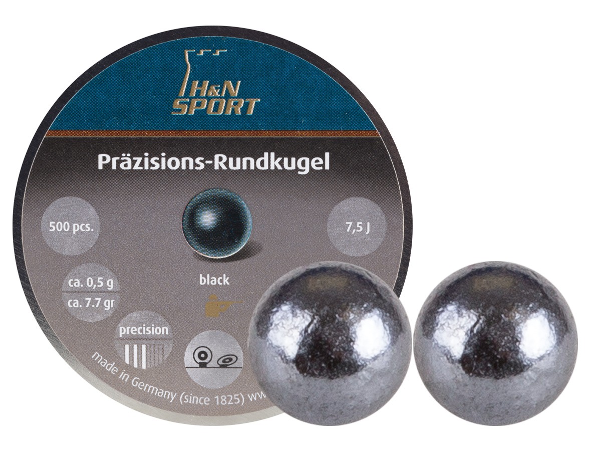 H&N Rundkugel, .177, 4.50mm Dia., 7.70 Grains, Round Ball, 500ct