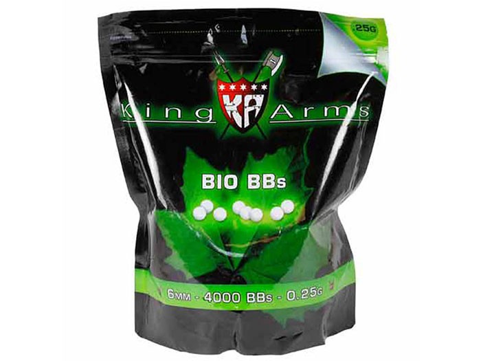 King Arms 6mm Biodegradable Airsoft BBs, 0.25g, Green, 4000 Rds