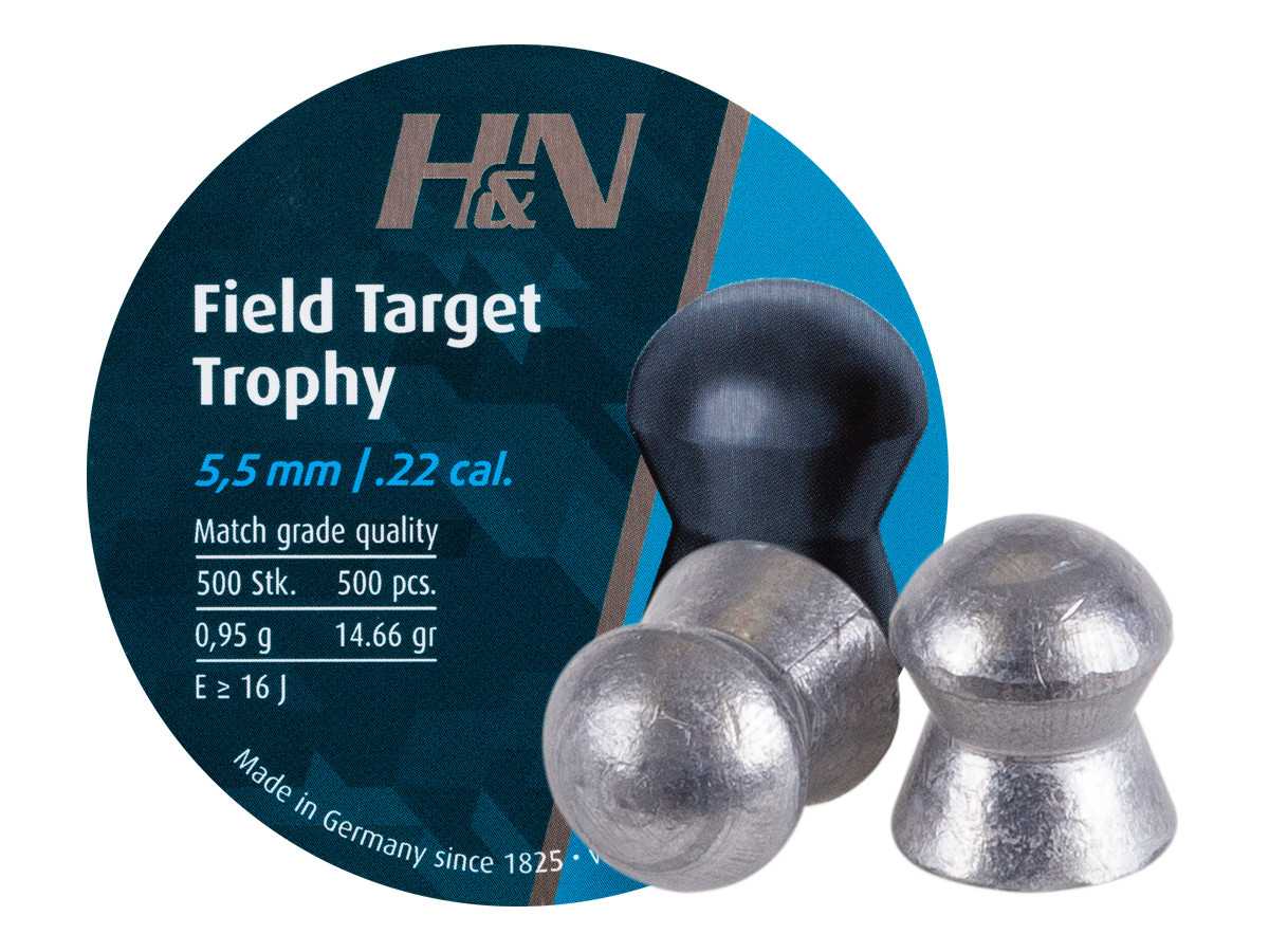 H&N Field Target Trophy .22 Cal, 14.66 Grains, Round Nose, 250ct