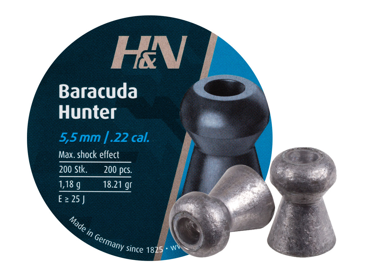 H&N Baracuda Hunter, .22 Cal, 18.21 Grains, Hollowpoint, 200ct