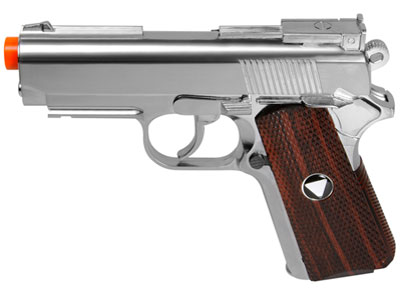 TSD Metal M1911 CO2 Pistol, Chrome w/ Wood Grip