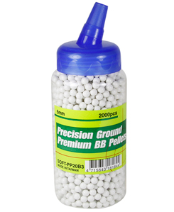 UHC Precision Ground Premium 6mm plastic airsoft BBs, 0.20g, 2,000 rds, white
