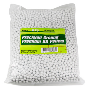 UHC Precision Ground Premium 6mm plastic airsoft BBs, 0.20g, 5,000 rds, white 
