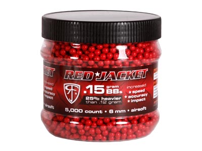 Umarex Red Jacket 6mm Airsoft BBs, 0.15g, Red, 5,000 Rds